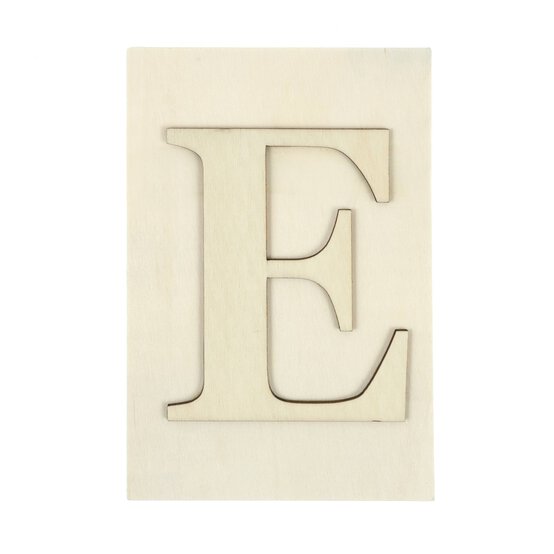 Wooden Letter E Plaque 10cm x 15cm