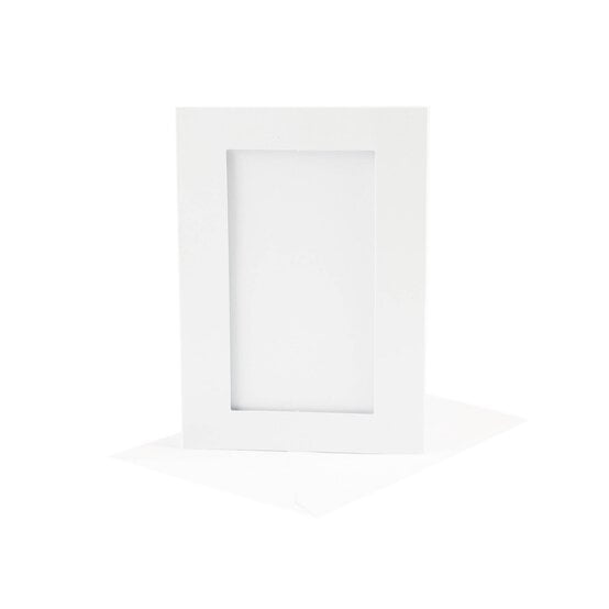 White Fold Rectangle Aperture CardsA6 10 Pack