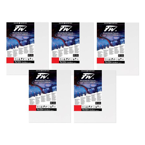 Daler-Rowney Mixed Media Canvases 23cm x 30cm 5 Pack