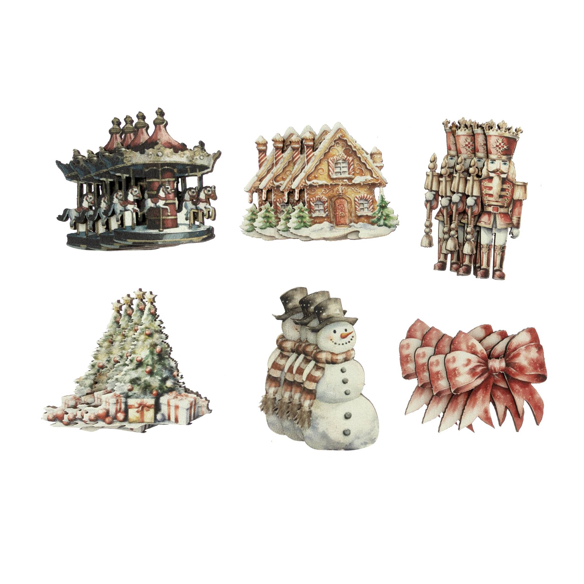 Christmas Wooden Toppers 24 Pack