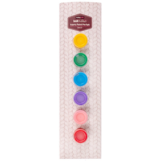Bright Fabric Paint Pots 5ml 6 Pack