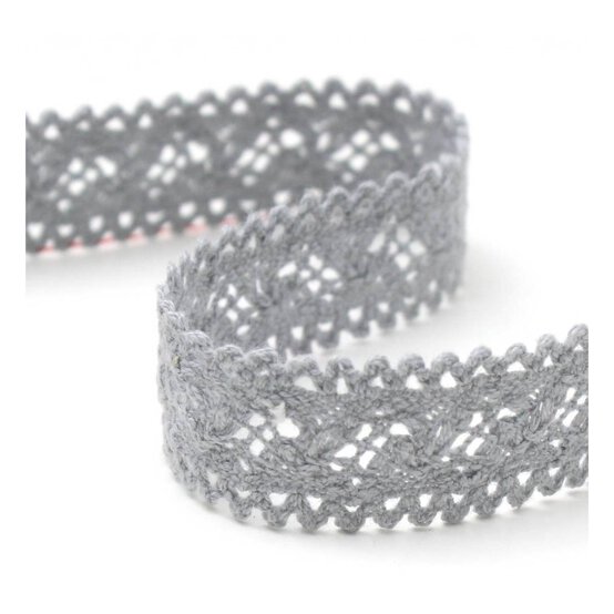 Grey Cotton Lace Ribbon 18mm x 4m