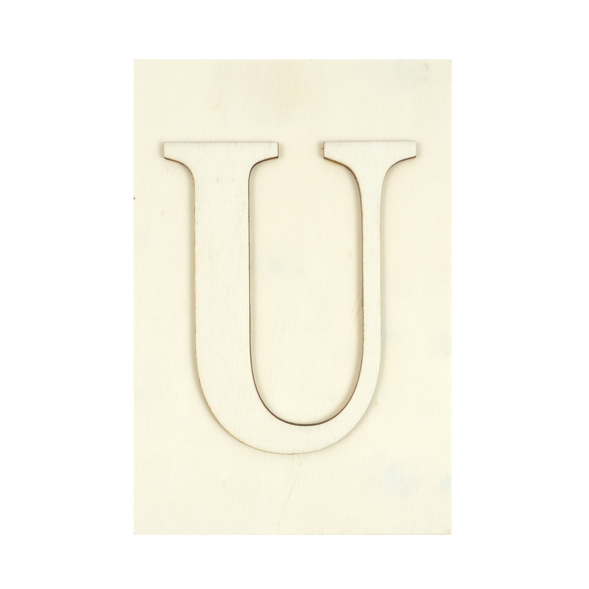 Wooden Letter U Plaque 10cm x 15cm