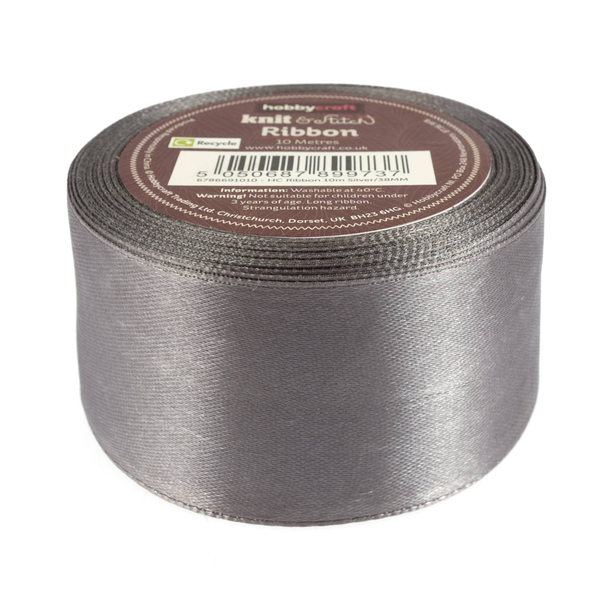 Silver Satin Ribbon 38mm x 10m