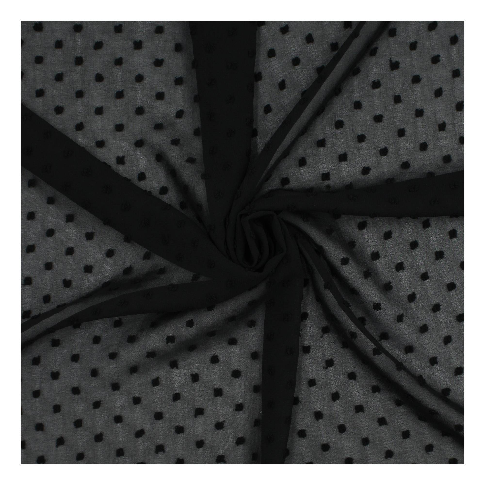 Black Spot Dobby Chiffon Fabric by the Metre