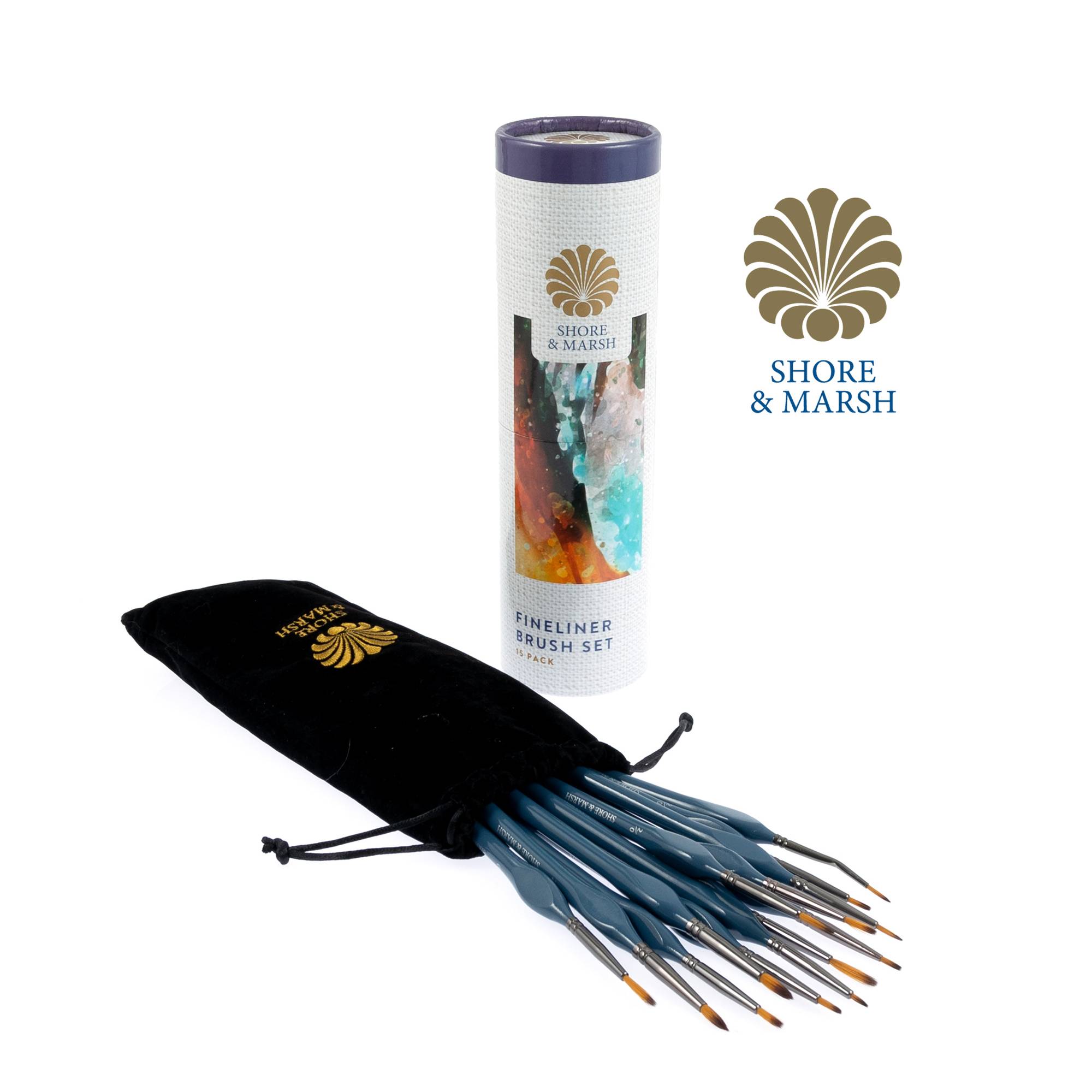 Shore & Marsh Fineliner Brush Set 15 Pack