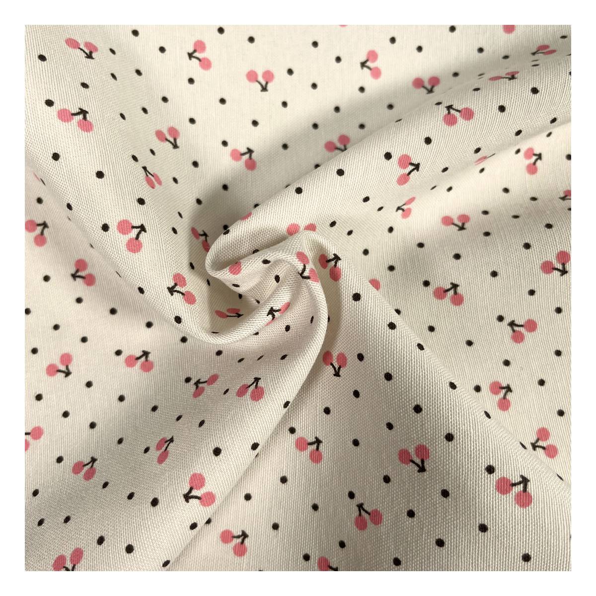 Cream Cherries Polycotton Print Fabric by the Metre