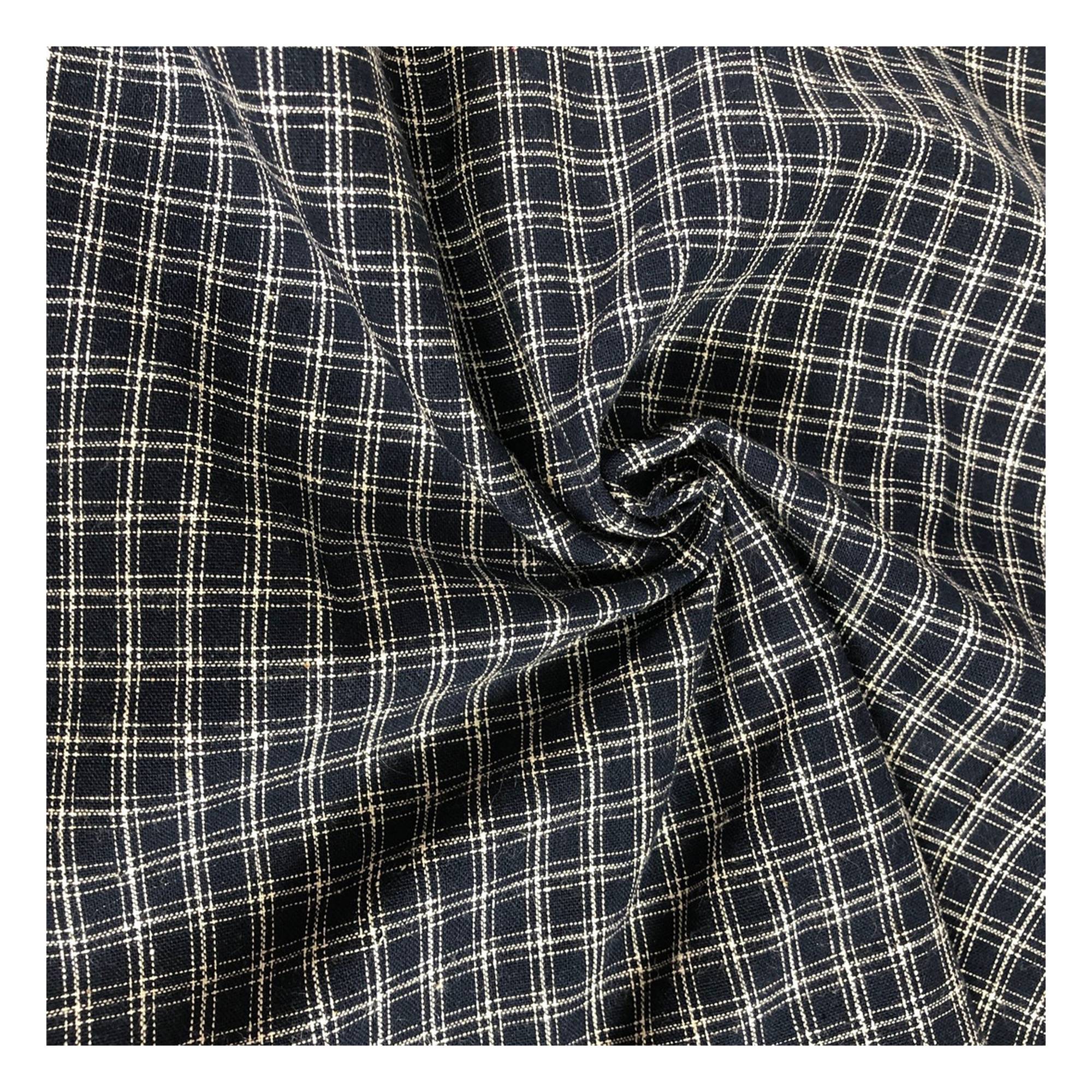 Navy Check Cotton Fabric by the Metre