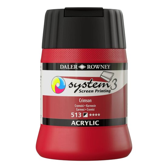 Daler-Rowney System3 Crimson Screen Printing Acrylic Ink 250ml