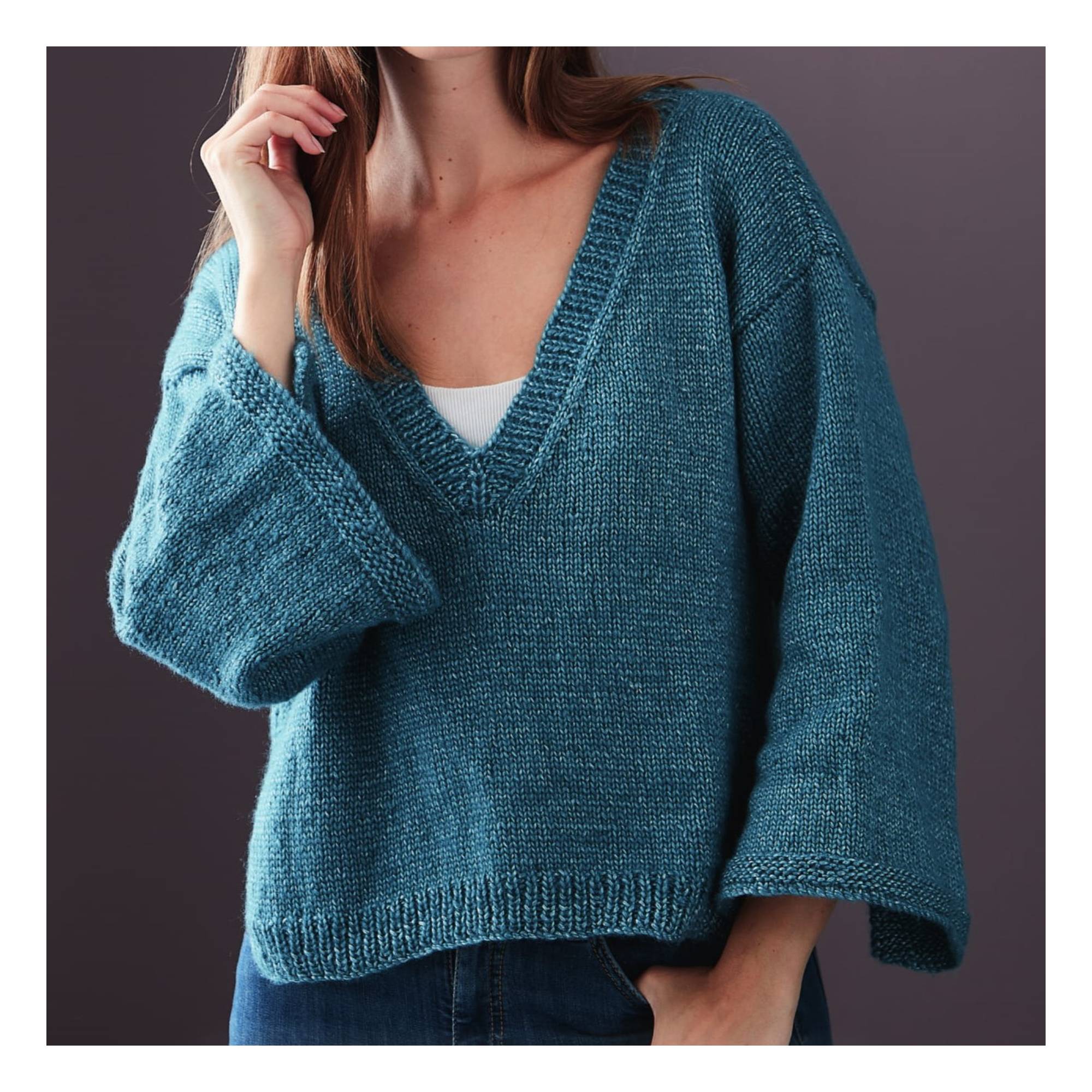 Knitcraft V Neck Jumper with Vents Digital Pattern 0124