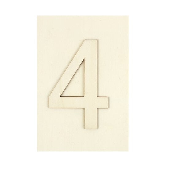 Wooden Number 4 Plaque 10cm x 15cm