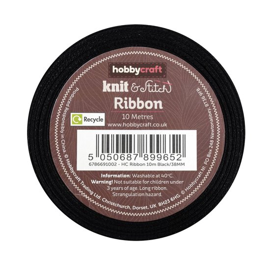 Black Satin Ribbon 38mm x 10m