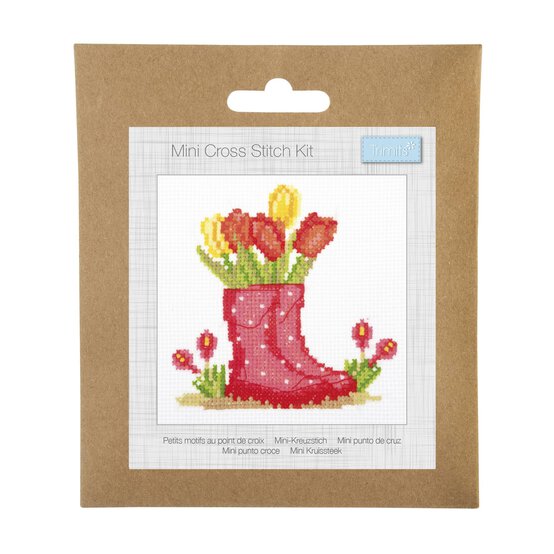 Trimits Wellies Mini Cross Stitch Kit 13cm x 13cm