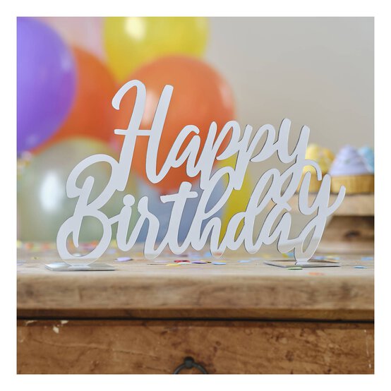 Silver Acrylic Happy Birthday Sign 32cm x 20cm