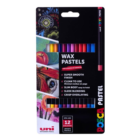 Uni-ball Posca Primary Wax Pastels 12 Pack