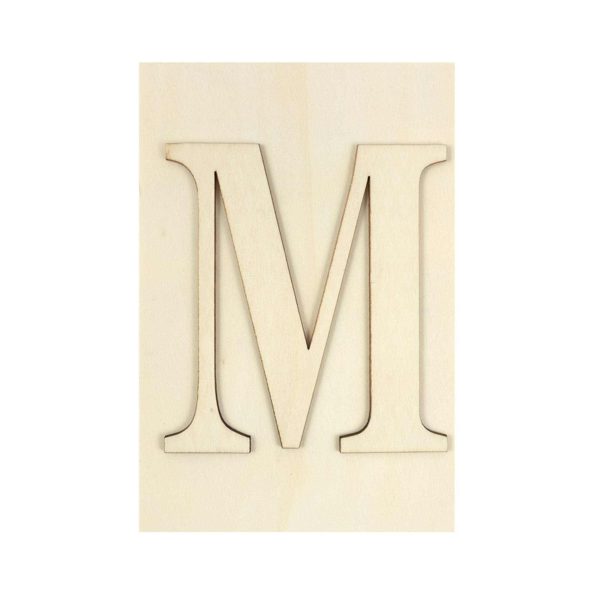Wooden Letter M Plaque 10cm x 15cm