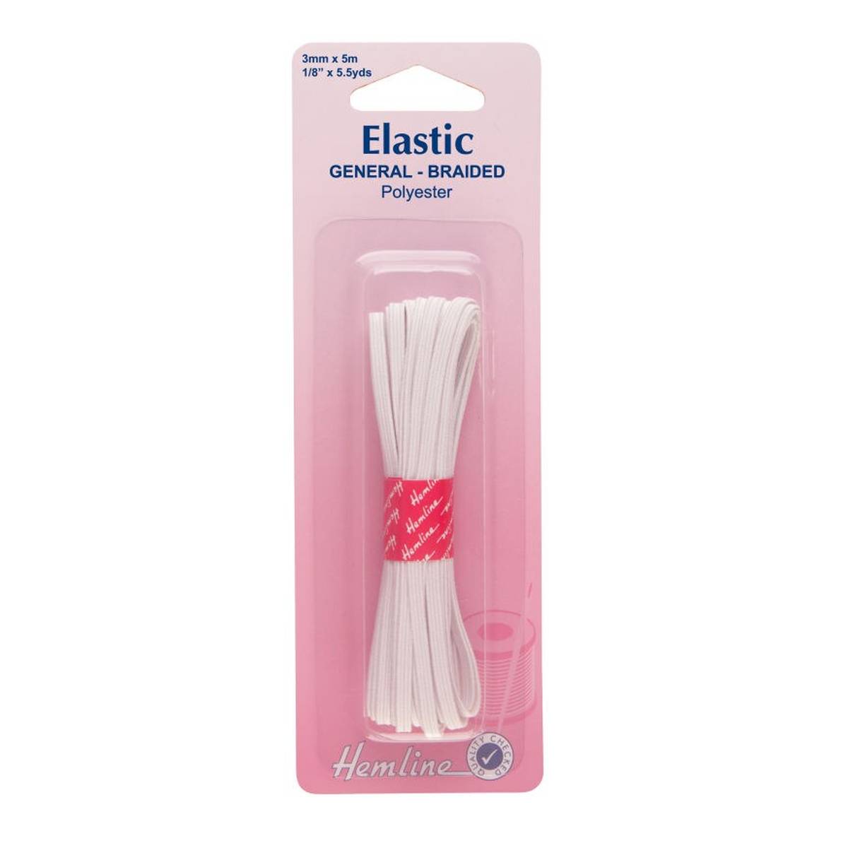 Hemline White Elastic 3mm x 5m