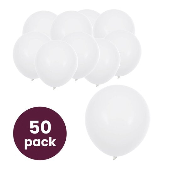 White Latex Balloons 50 Pack