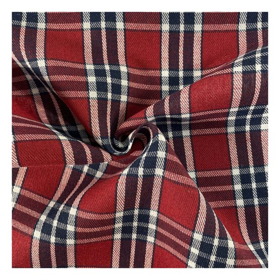 Red and Blue Poly Brushed Check Fabric?by the Metre