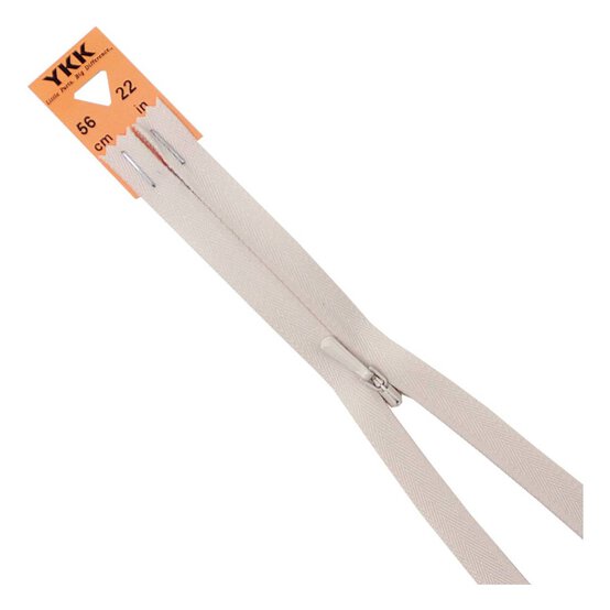 YKK Light Beige Concealed Zip 56cm