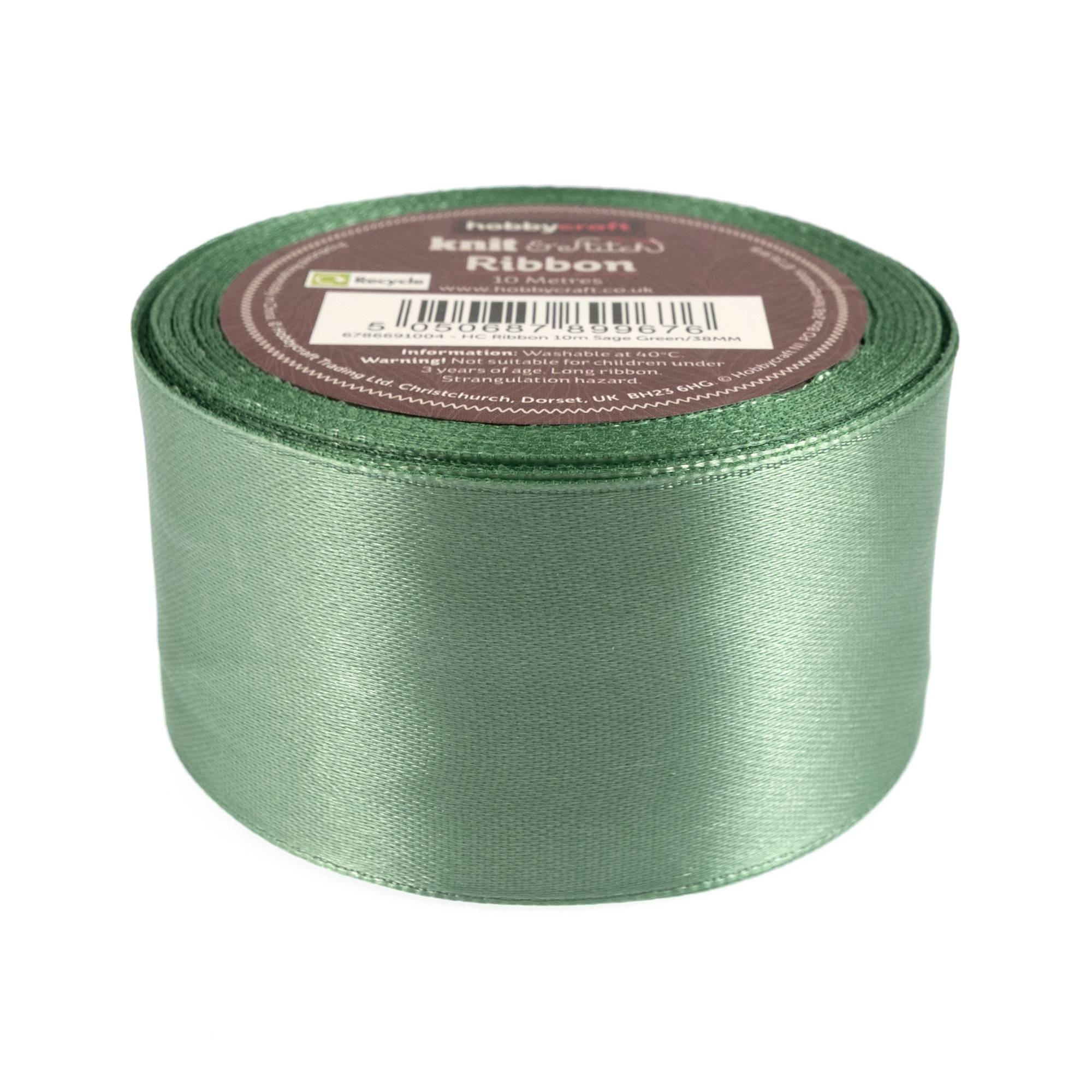 Sage Green Satin Ribbon 38mm x 10m