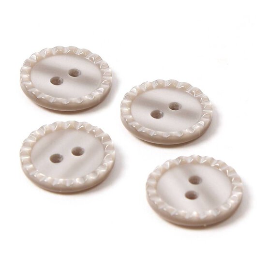 Hemline Brown Basic Fancy Edge Button 4 Pack