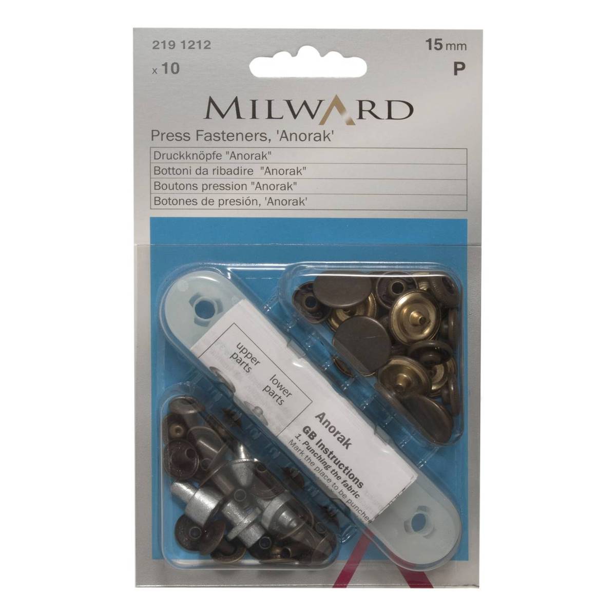 Milward Silver Sport and Camping Press Fasteners 15mm 10 Pack