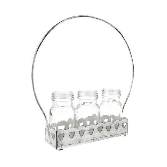 White Heart Glass Bottle Holder