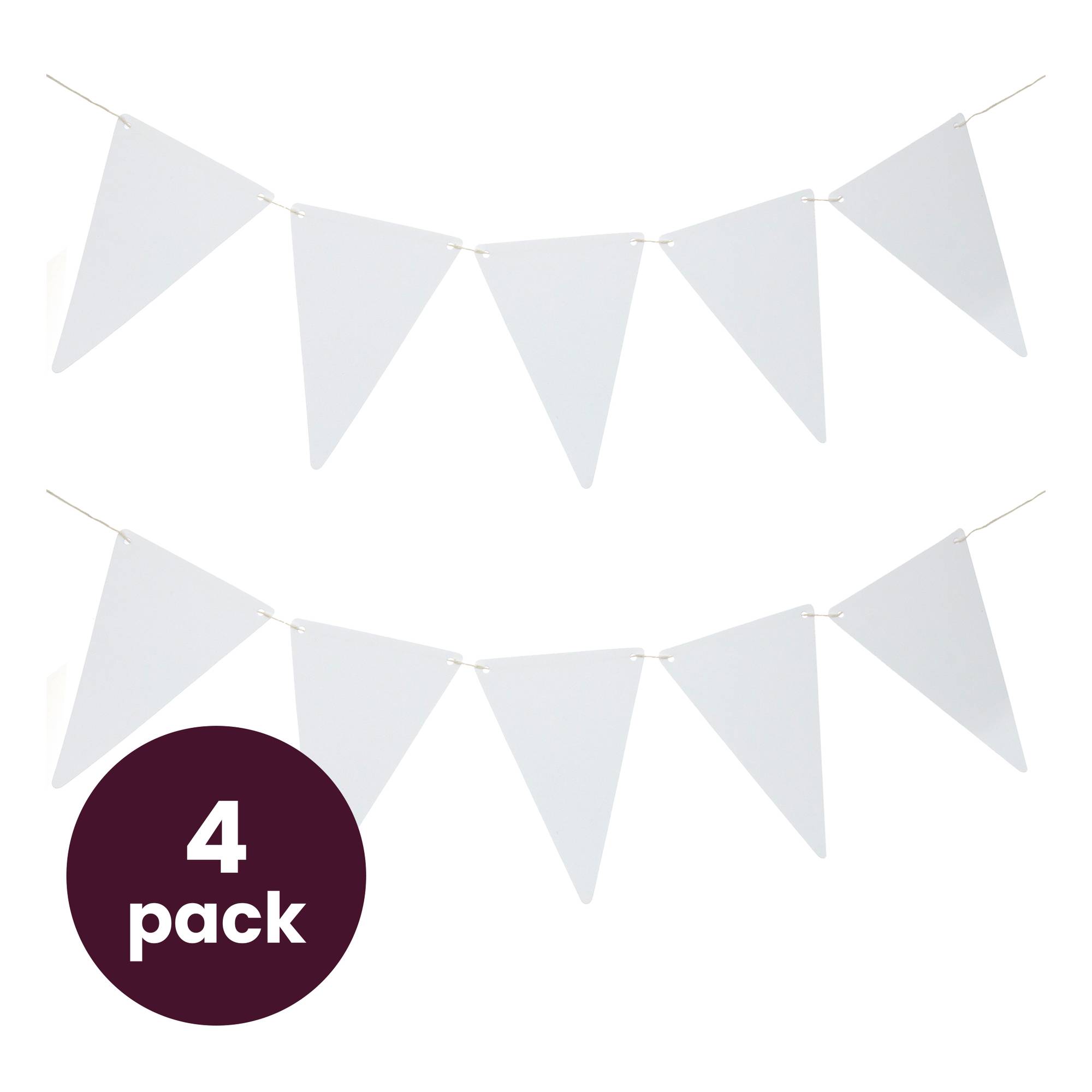 White Straight Edge Bunting 5m 4 Pack Bundle