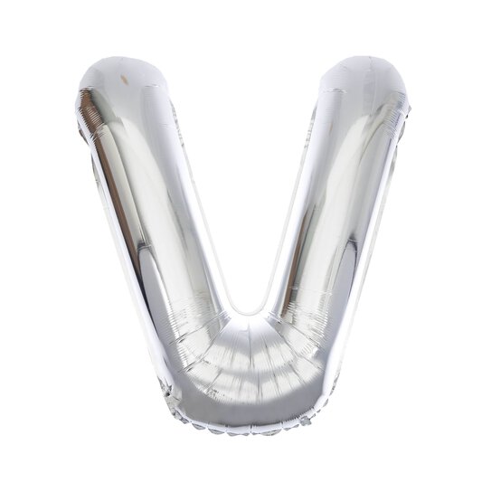 Extra Large Silver Foil Letter V Balloon