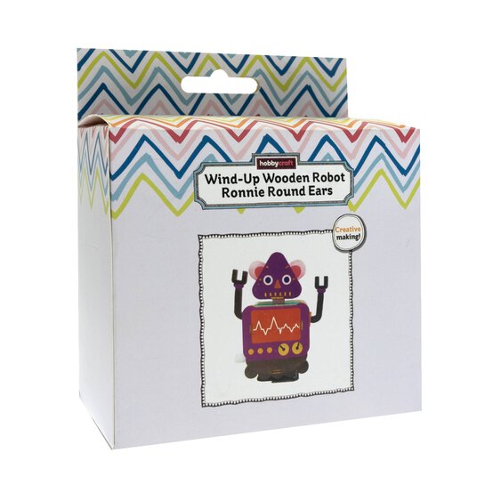 Wind-Up Wooden Robot Ronnie Round Ears