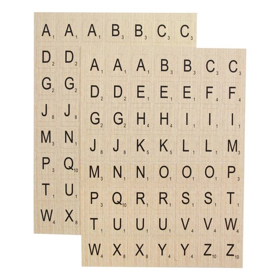 Wood Effect Alphabet Stickers 112 Pack