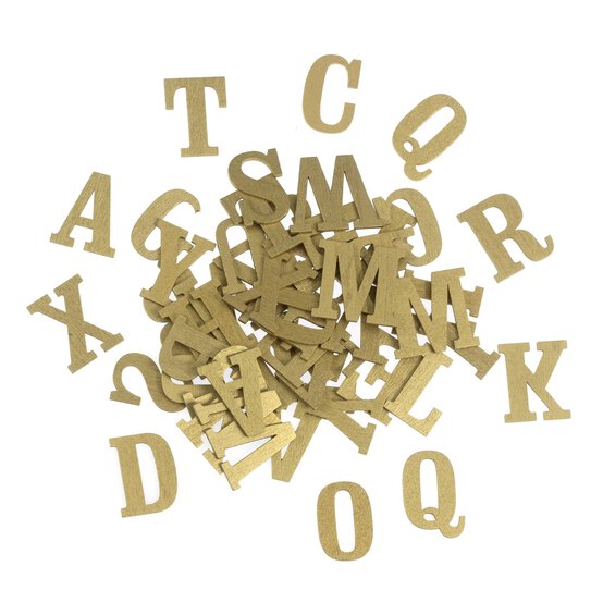 Gold Wooden Letters 52 Pieces