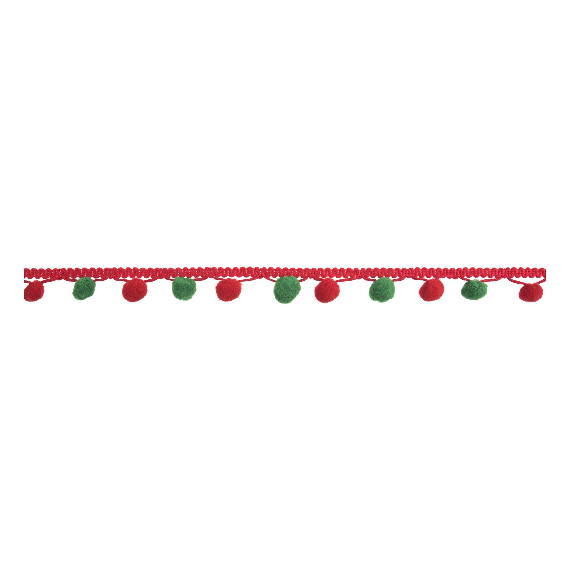 Red and Green 25mm Pom Pom Trim by the Metre