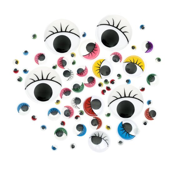 Assorted Googly Eyes with Lashes 100 Pack