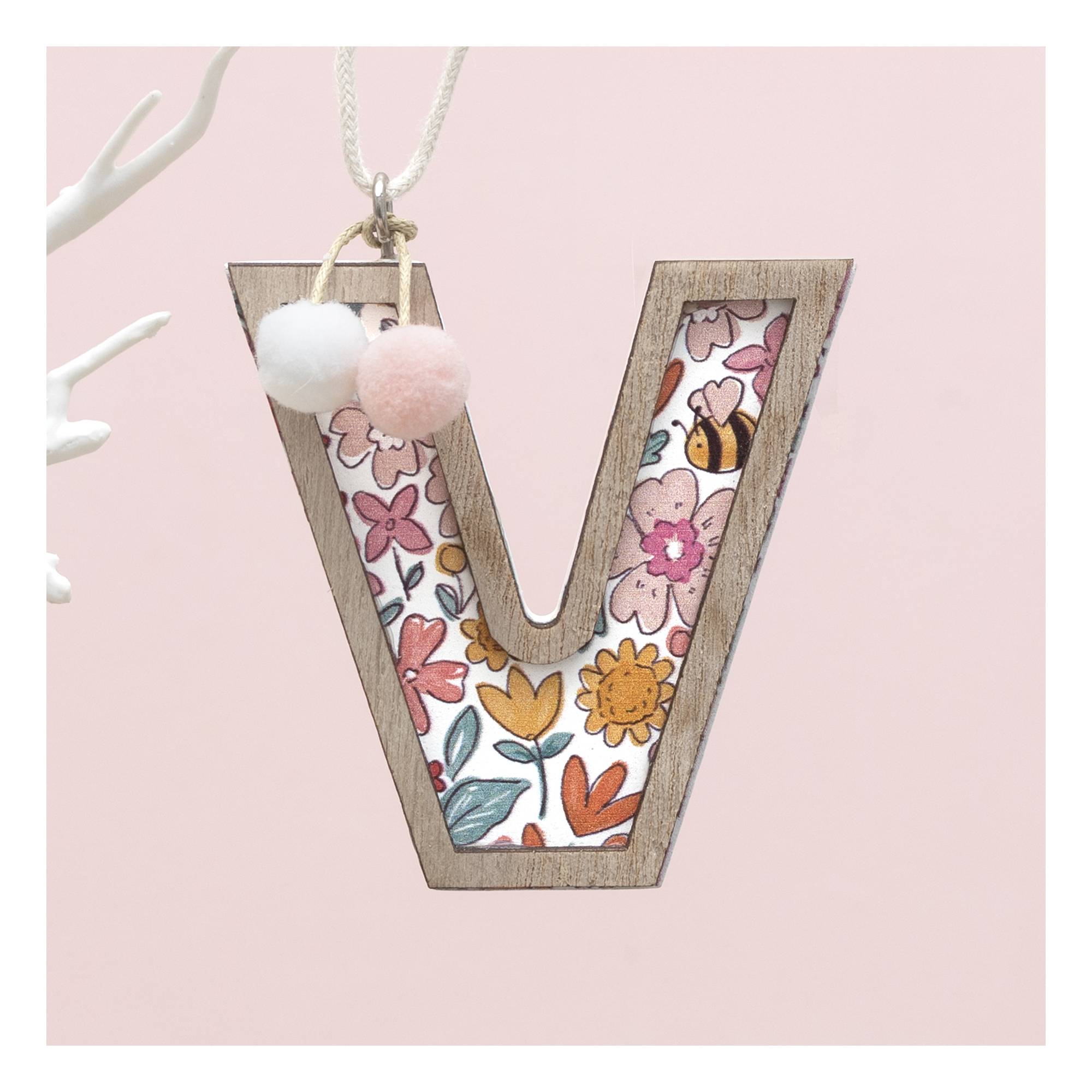 Hanging Wooden Letter V 7.5cm