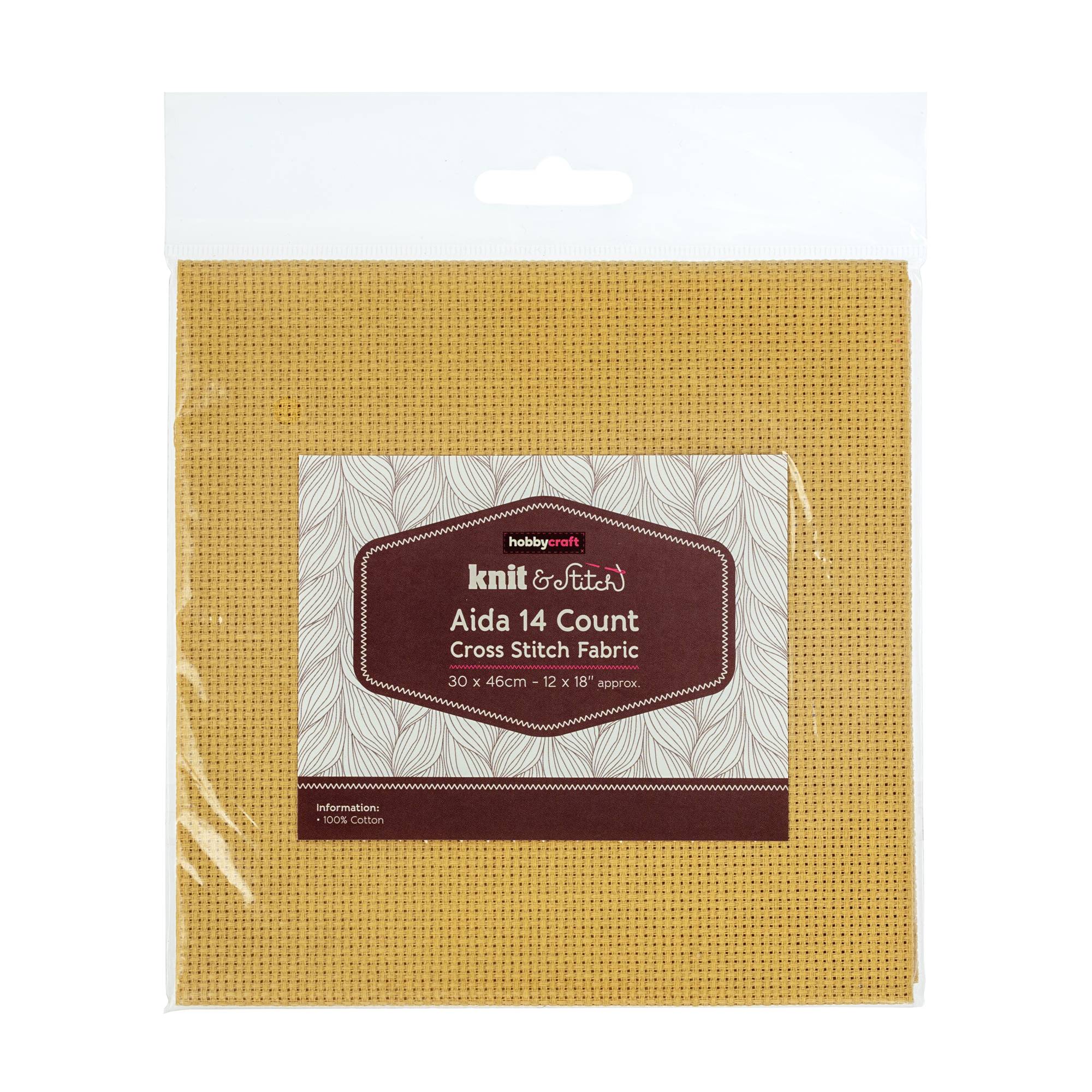 Turmeric Yellow 14 Count Aida Fabric 30cm x 46cm