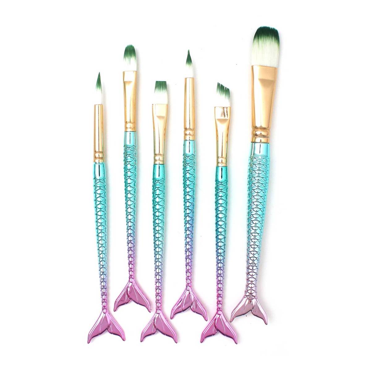 Taklon Mermaid Handle Brushes 6 Pack