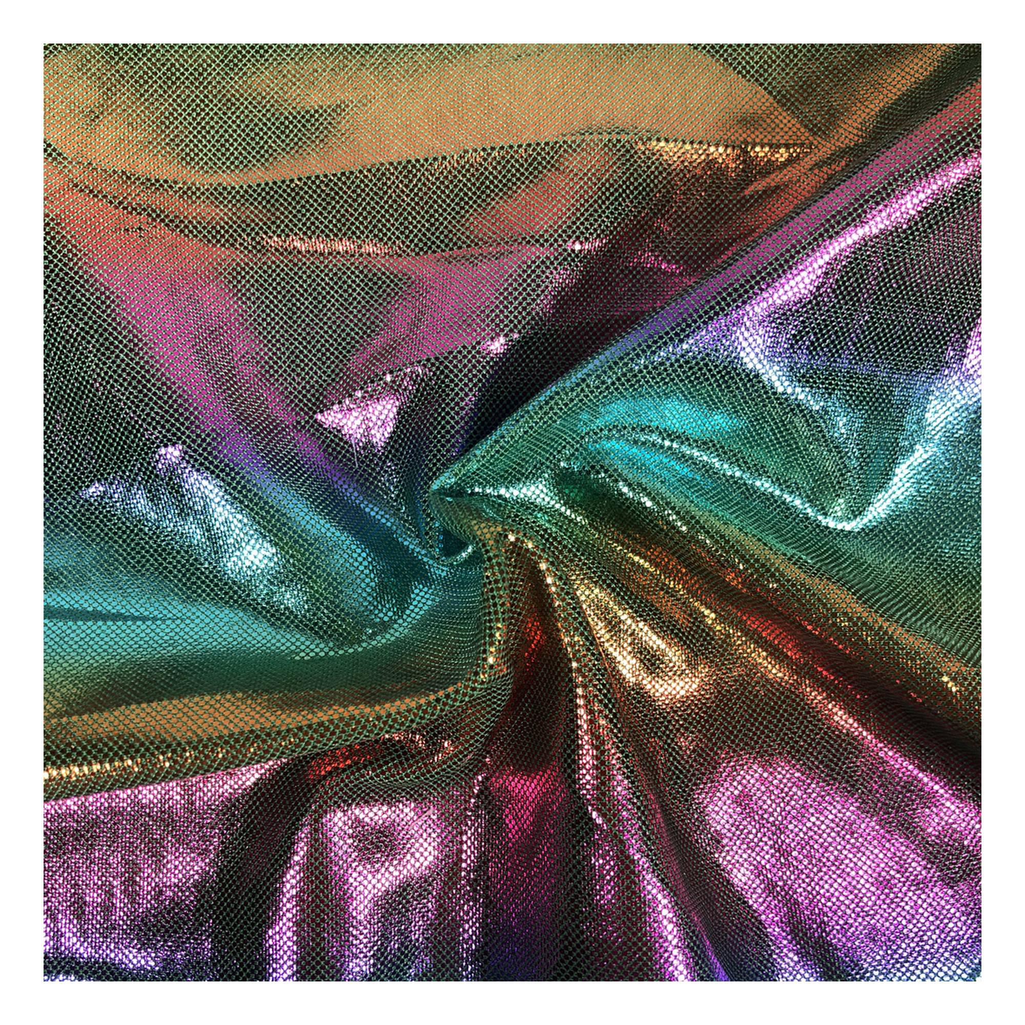 Green Rainbow Foil Fabric by the Metre
