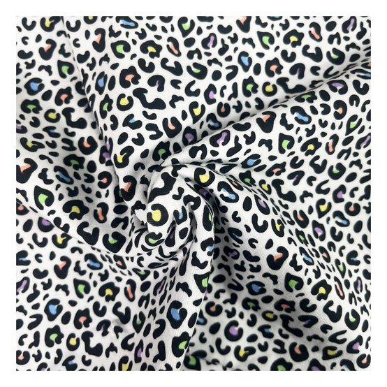 Rainbow Leopard Cotton Spandex Jersey Fabric by the Metre