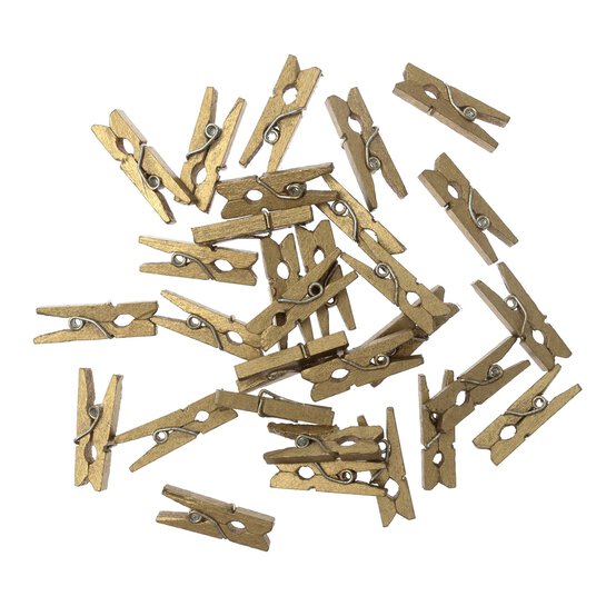 Mini Gold Wooden Pegs 30 Pack