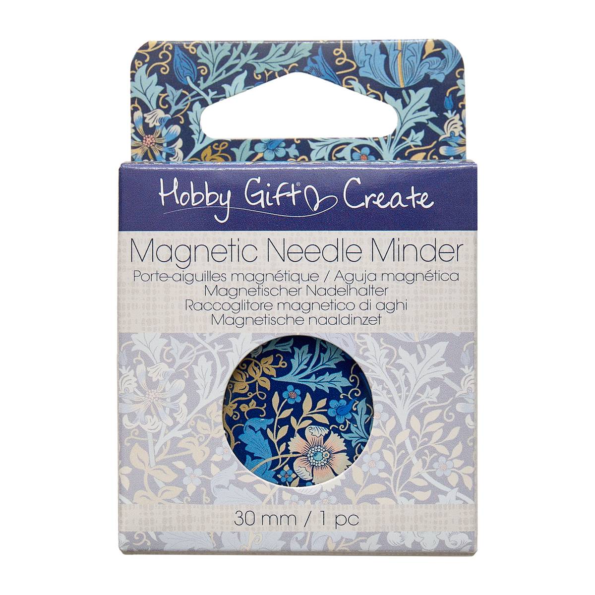 Blue Woodblock Floral Magnetic Needle Minder