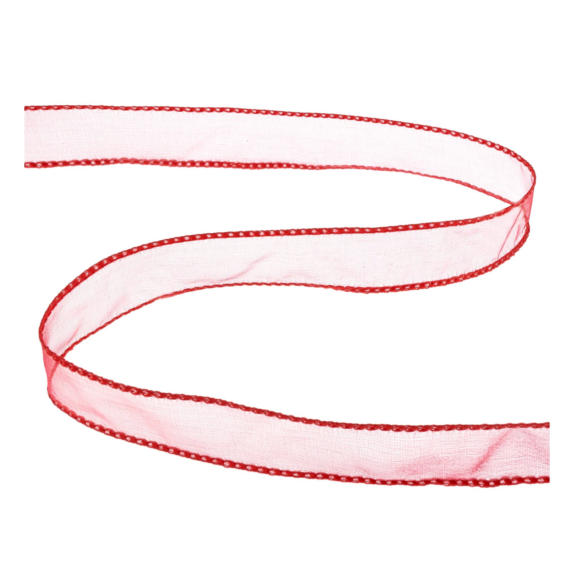 Red Wire Edge Organza Ribbon 25mm x 3m