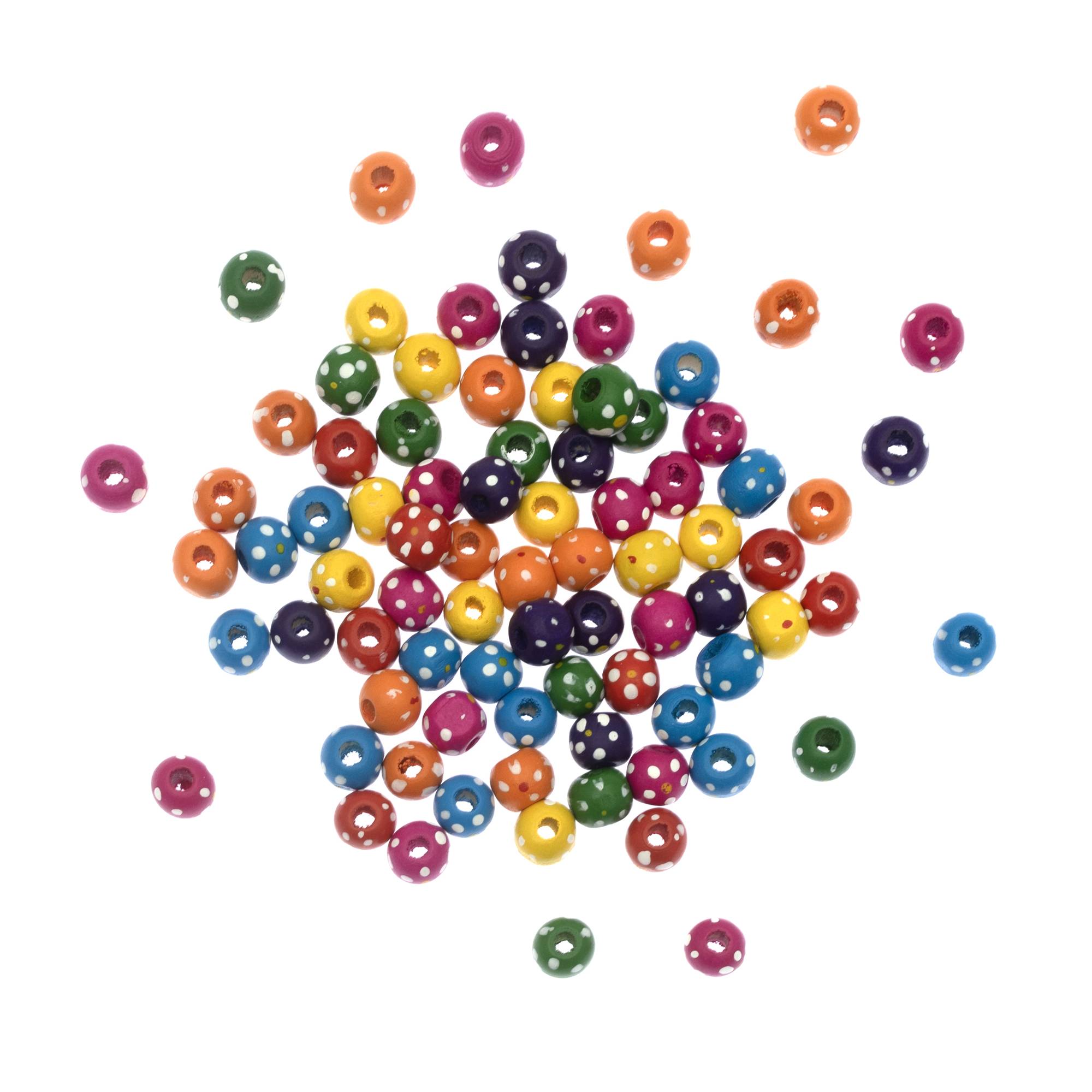 Mixed Bright Spotty Round Beads 40g