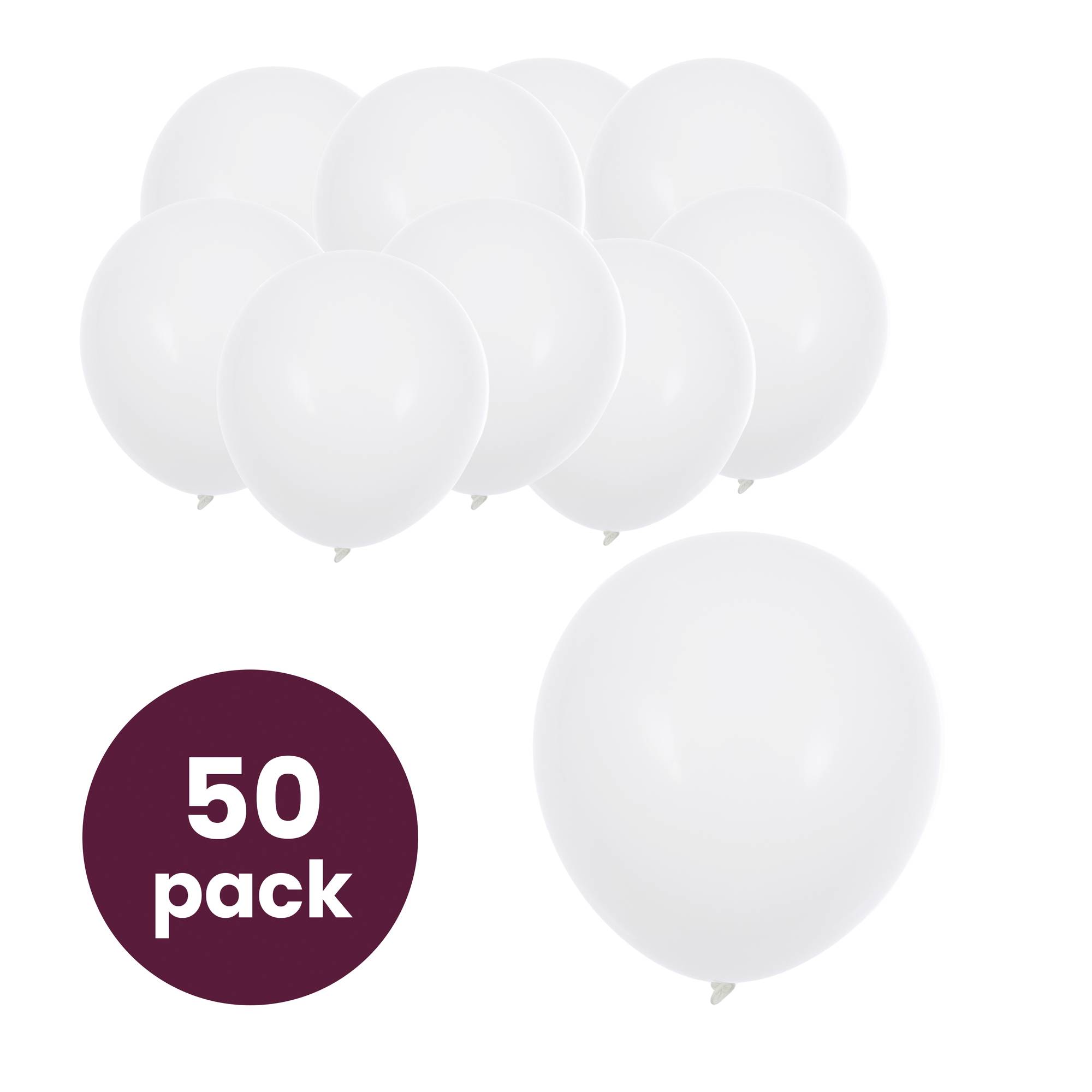 White Latex Balloons 50 Pack