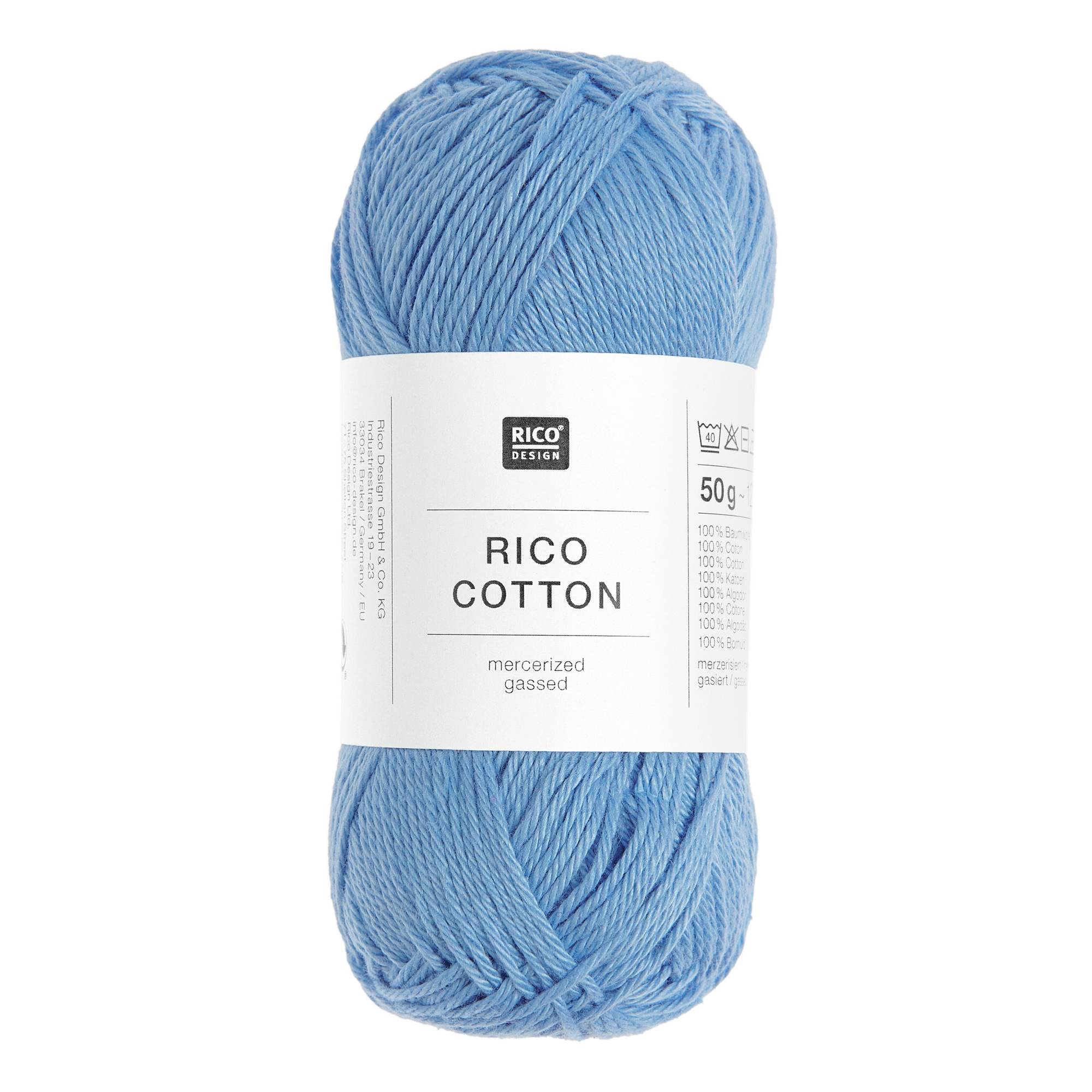 Rico Essentials Sky Blue Cotton 4ply 50g