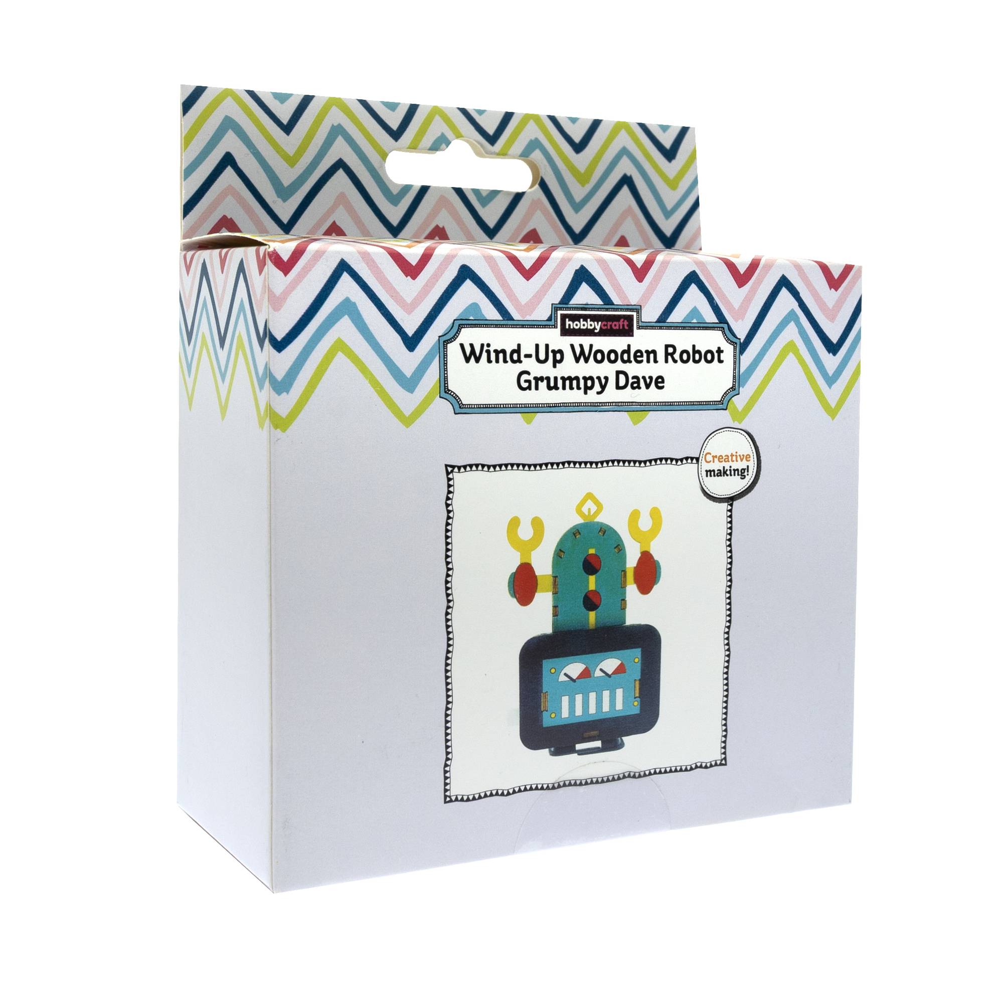 Wind-Up Wooden Robot Grumpy Dave