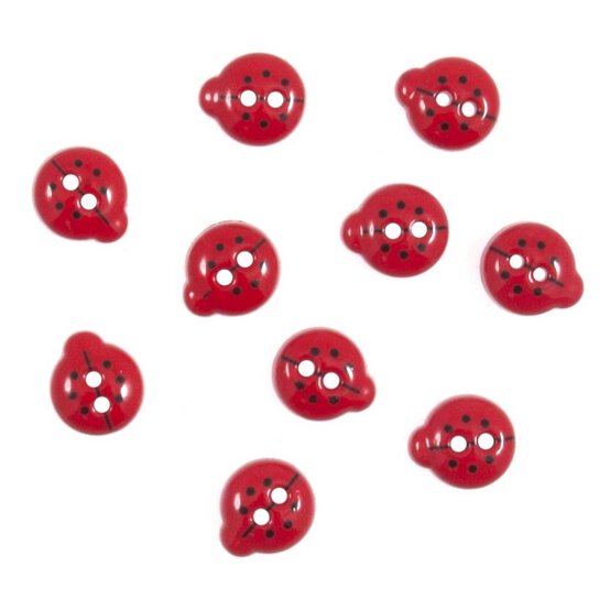 Trimits Mini Ladybird Craft Buttons 10 Pieces