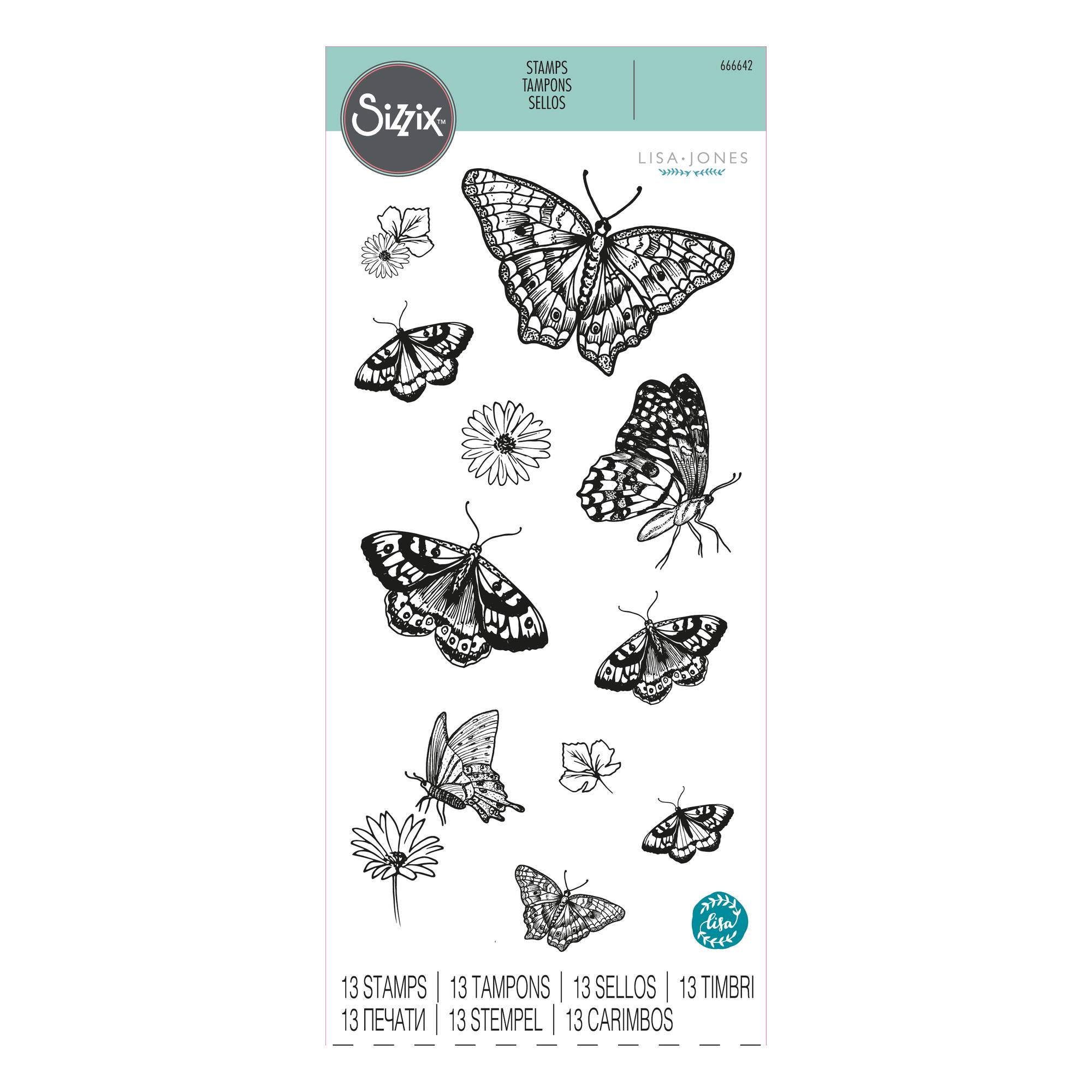 Sizzix Nature Butterflies Stamp Set 13 Pieces