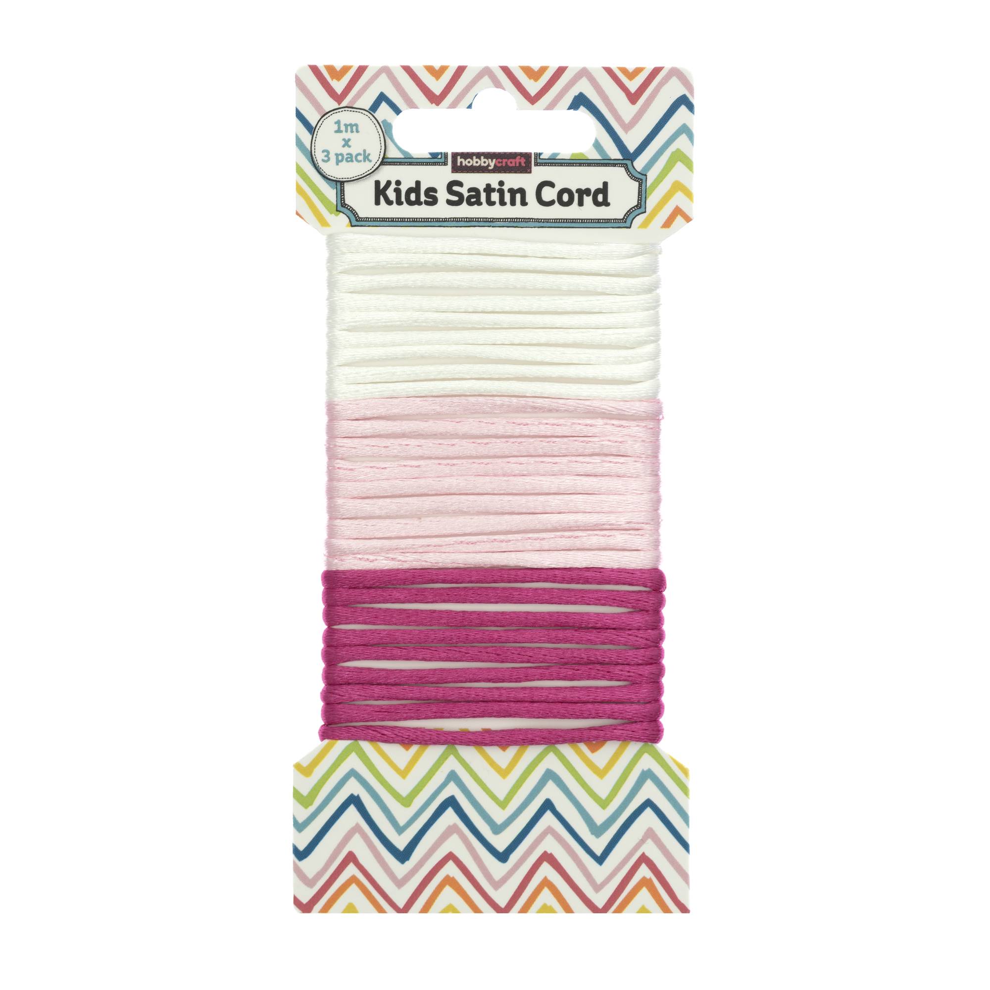 Pink Satin Cord 1m 3 Pack